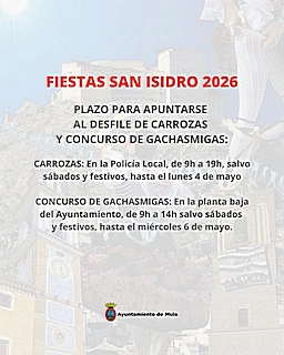 Mula abre el plazo de inscripción para el desfile de carrozas y el concurso de gachasmigas de las Fiestas de San Isidro 2026
