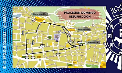 Procesión y recorrido de  DOMINGO DE RESURRECCIÓN  en Mula 2026.