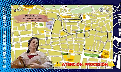 Procesión y recorrido de  Miercoles Santo en Mula 2026.