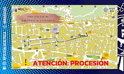 Recorrido de la Procesión de Viernes de Dolores en Mula 2026